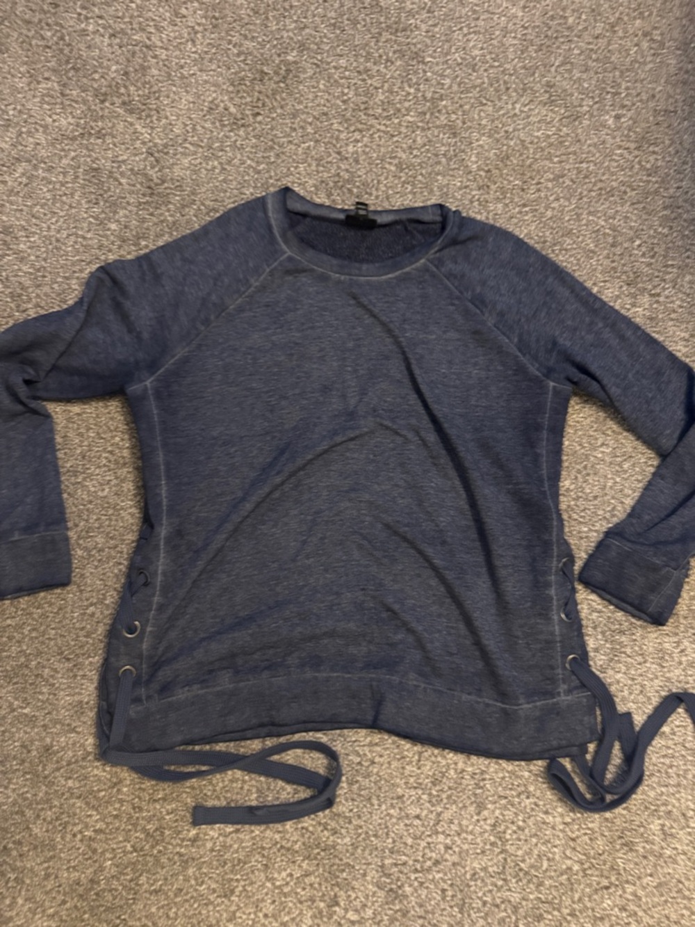 a.n.a Navy Side Lace-Up Pullover Sweatshirt
